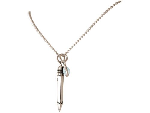 Gemshine - 925 Silber Halskette mit Bleistift Anhänger