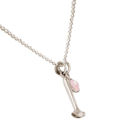 Gemshine 925 silver necklace with hammer and rose quartz