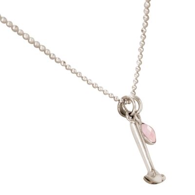 Gemshine 925 silver necklace with hammer and rose quartz
