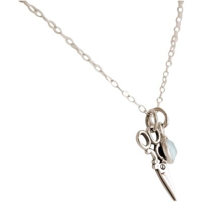 Gemshine 925 silver necklace with scissors and blue-green