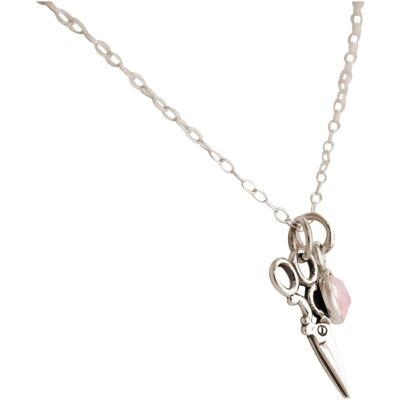Gemshine 925 silver necklace with scissors and rose quartz