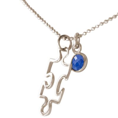 Gemshine Collana in Argento 925 Ciondolo Puzzle con ZAFFIRO