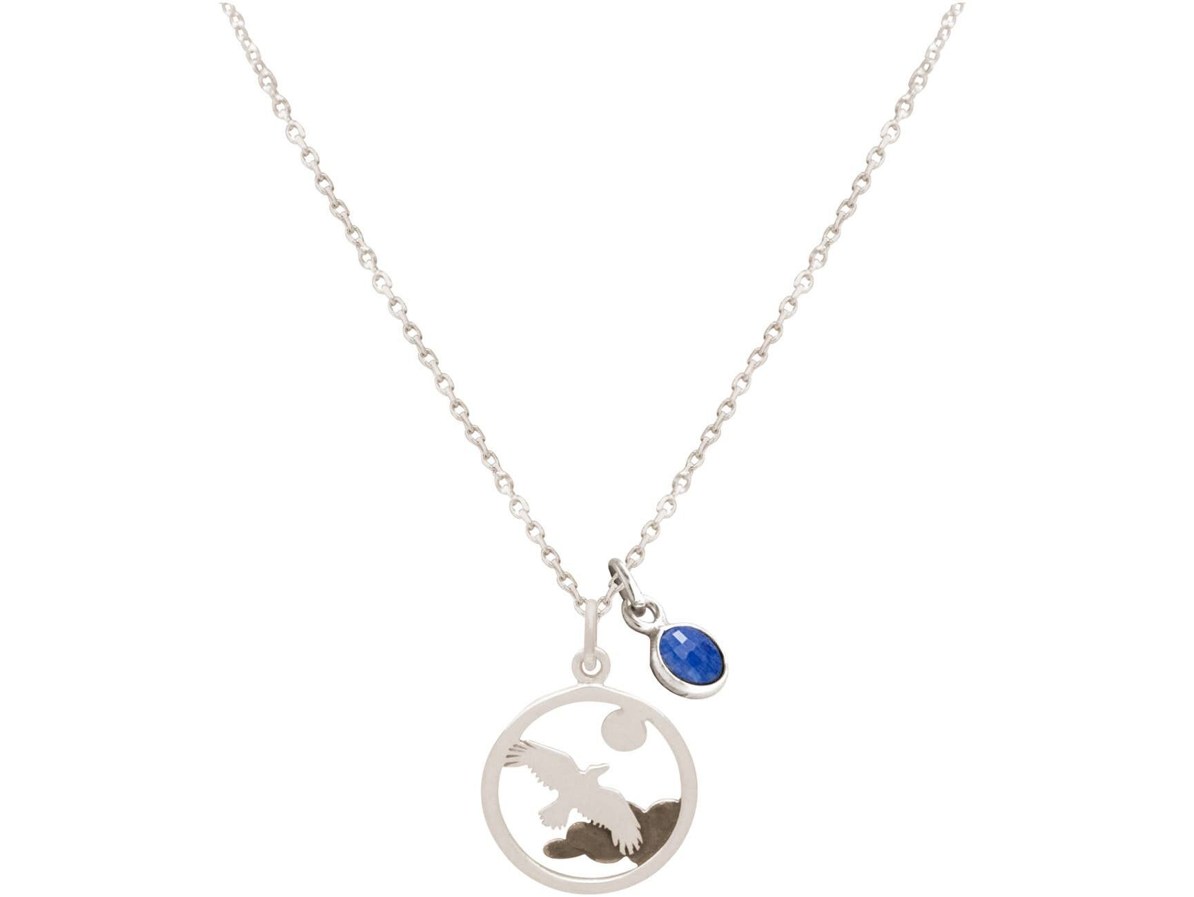 Collana Gemshine Alpine Eagle Wildlife con zaffiro blu