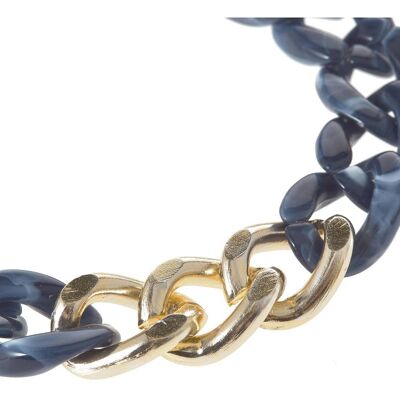 Gemshine bracelet blue curb chain in acetate and stainless steel
