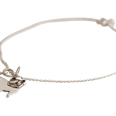 Bracelet Gemshine pendentif calcédoine chien bouledogue