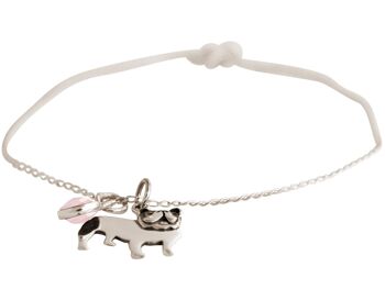 Bracelet Gemshine Chien Bouledogue Pendentif Quartz Rose 2