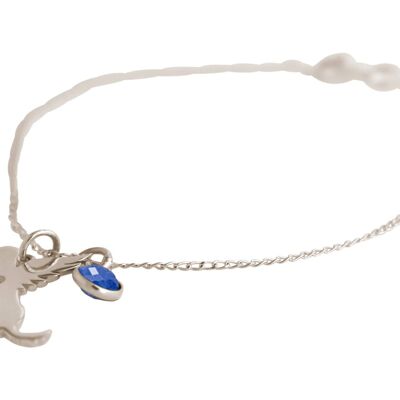 Bracelet Gemshine chien avec ailes et pendentif saphir bleu