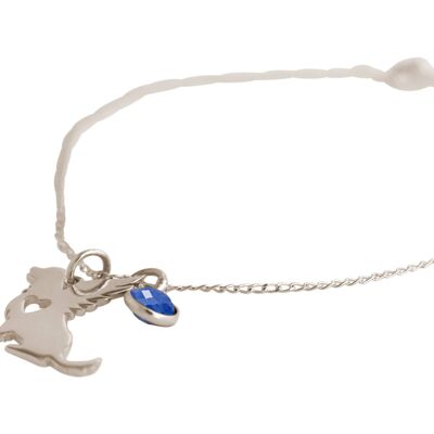 Gemshine bracelet dog with wings and blue sapphire pendant