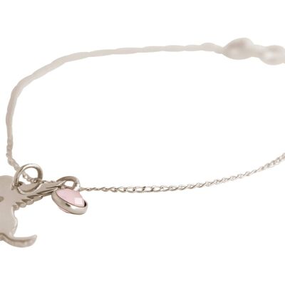 Bracelet Gemshine chien, ailes et pendentif quartz rose