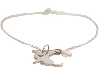 Bracelet Gemshine chien, ailes et pendentif quartz rose 2