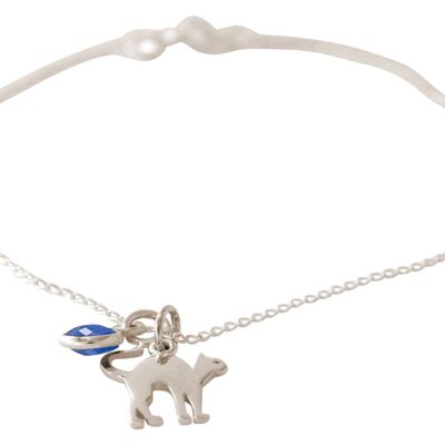 Bracelet Gemshine Pendentif CAT avec saphir bleu