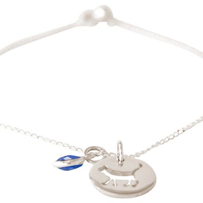 Gemshine - bracciale pendente GATTO con zaffiro blu