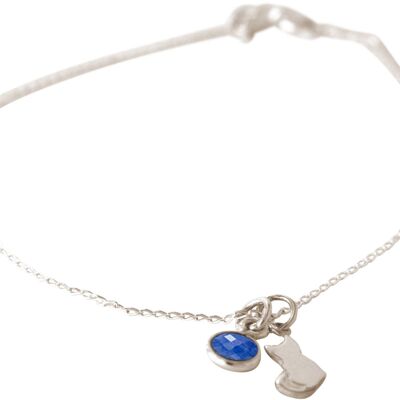 Gemshine bracelet cat pendant with blue sapphire gemstone