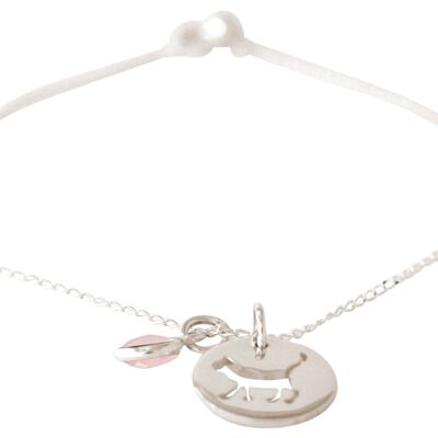 Gemshine - bracciale pendente GATTO con quarzo rosa