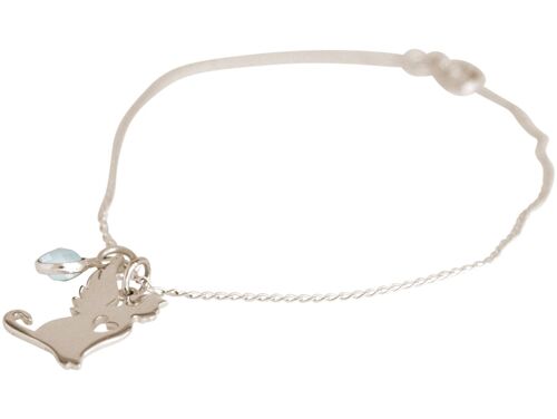 Gemshine Armband Katze mit Flügel, Chalcedon Anhänger