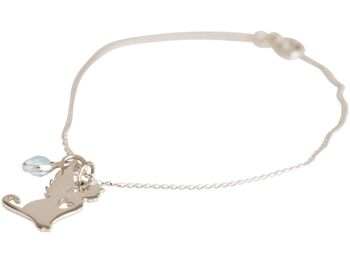 Bracelet gemme chat avec ailes, pendentif calcédoine 1