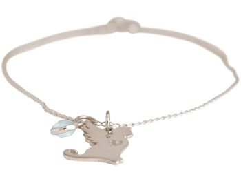 Bracelet gemme chat avec ailes, pendentif calcédoine 2