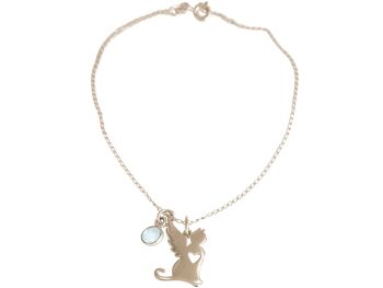 Bracelet gemme chat avec ailes, pendentif calcédoine 3