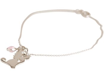 Bracelet Gemshine chat avec des ailes, pendentif en quartz rose 1