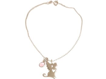 Bracelet Gemshine chat avec des ailes, pendentif en quartz rose 3