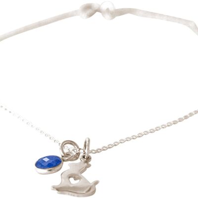 Bracelet Gemshine CHAT, pendentif CHATON avec saphir bleu
