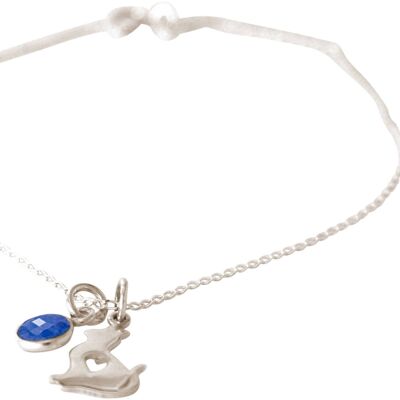 Gemshine bracelet CAT, KITTEN pendant with blue sapphire