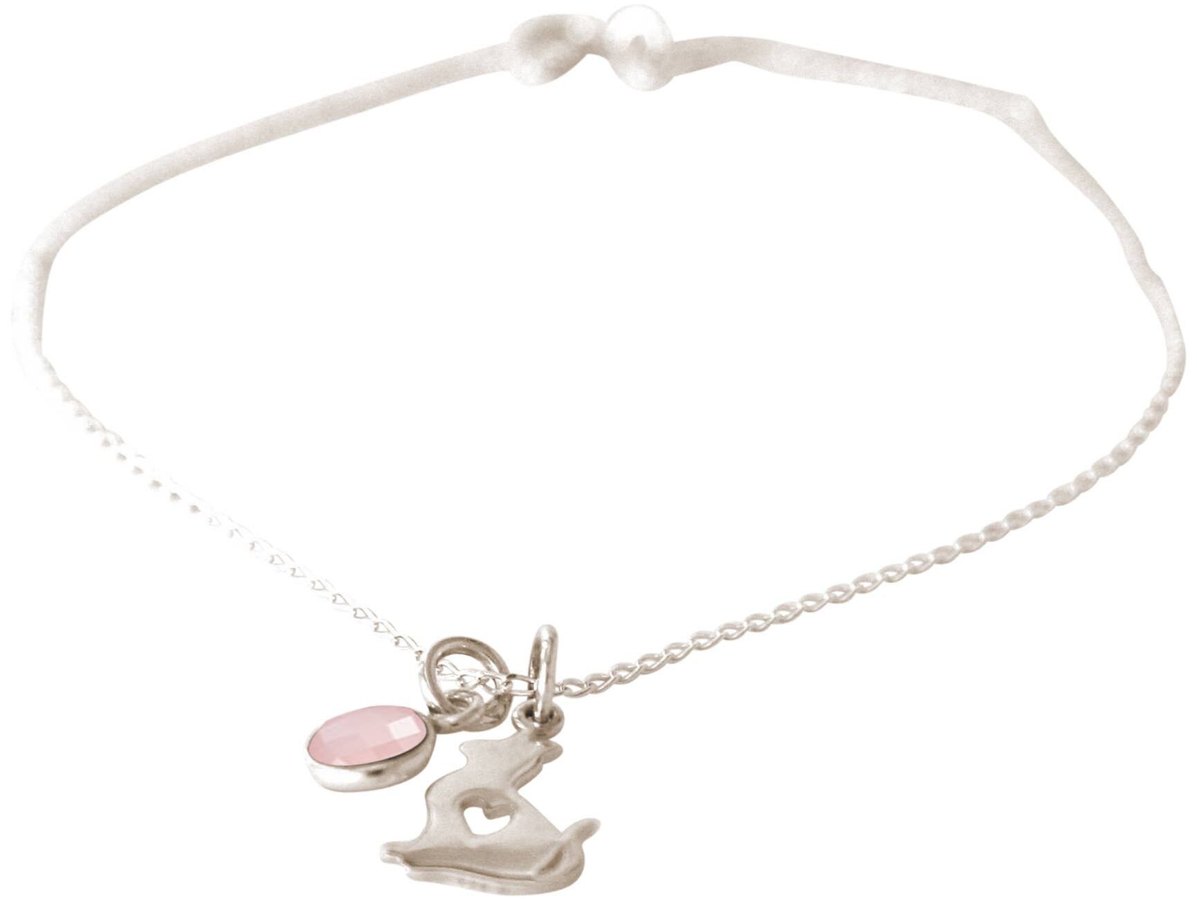 Gemshine Armband KATZE, KÄTZCHEN Anhänger mit Rosenquarz