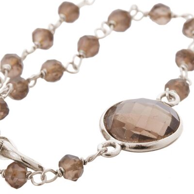 Gemshine bracelet with smoky quartz gemstones and pendant