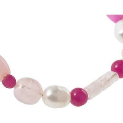 Pulsera Gemshine con perlas cultivadas blancas y pedrería ROSA