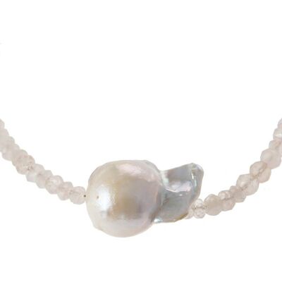 Gemshine - pulsera con perla cultivada barroca blanca