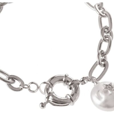 Pulsera Gemshine con perla cultivada blanca y dije de estrella