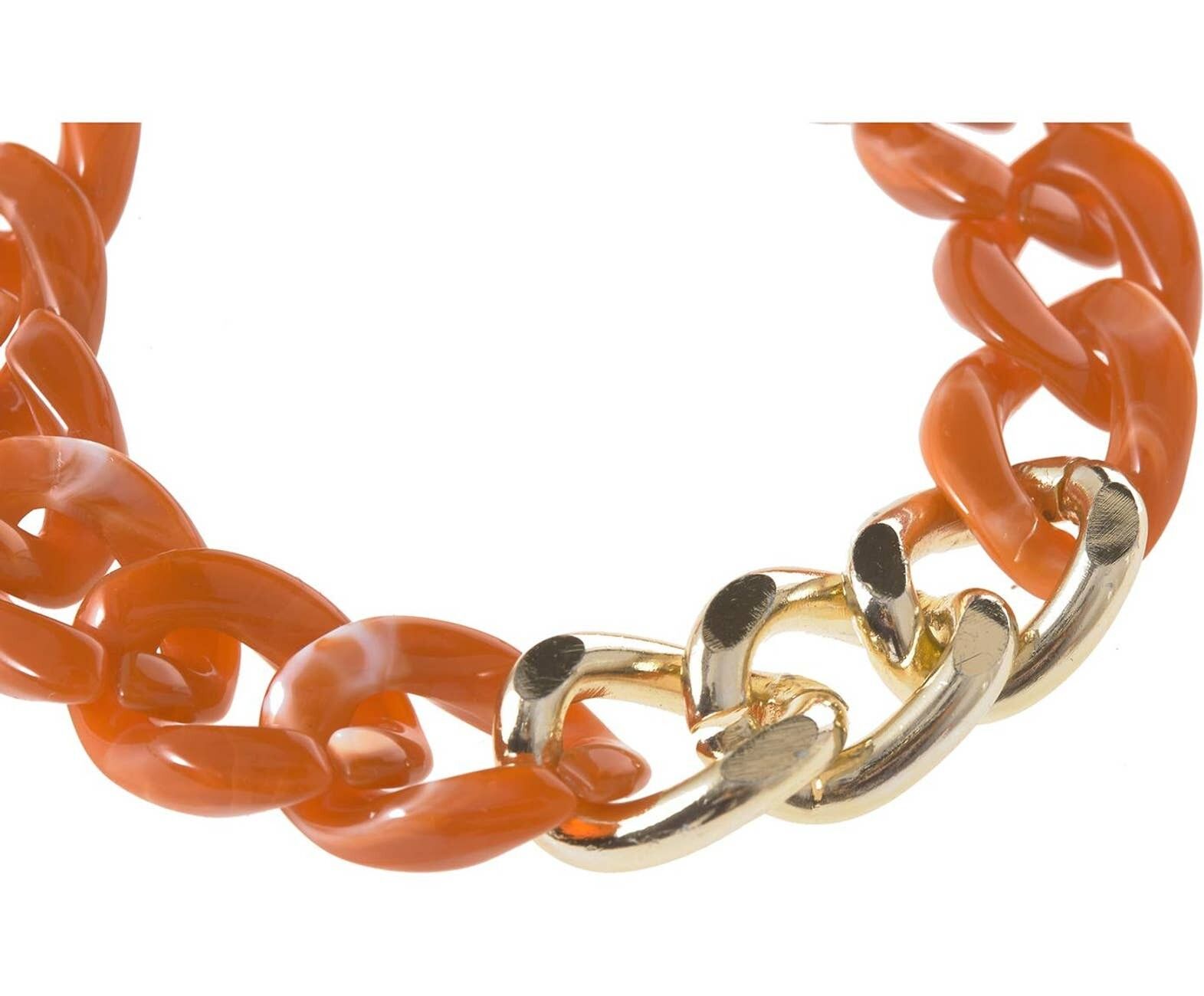 Gemshine bracelet orange - brown curb chain in acetate
