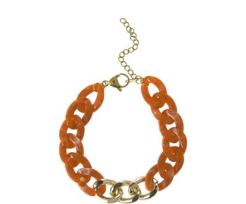 Bracelet Gemshine orange - gourmette marron en acétate 3