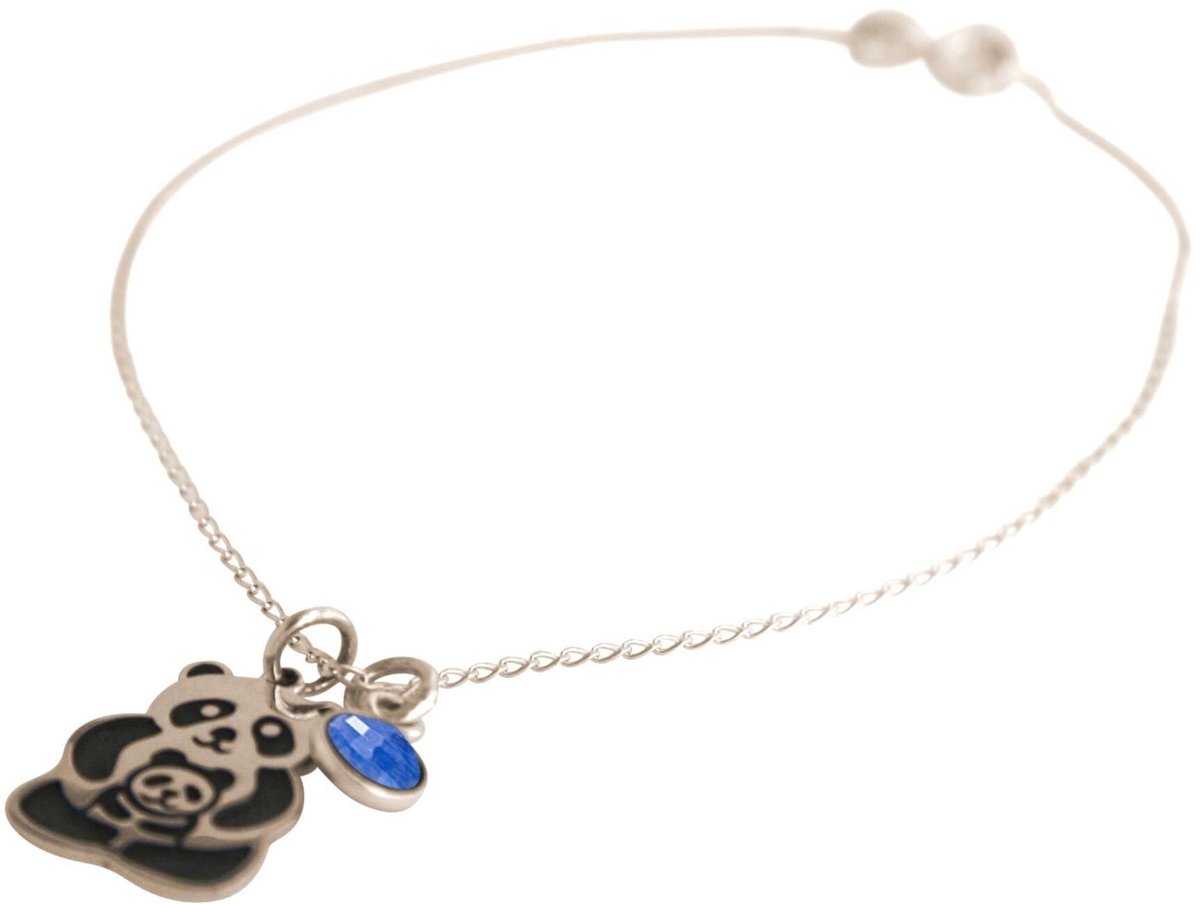 Gemshine Armband PANDA Mama und Baby Bär und blauem Saphir