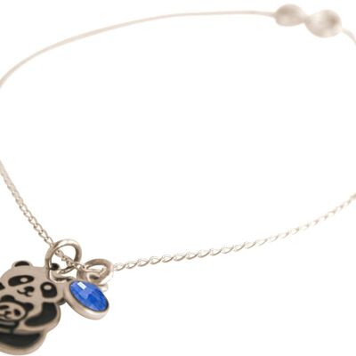 Gemshine bracelet PANDA mama and baby bear and blue sapphire