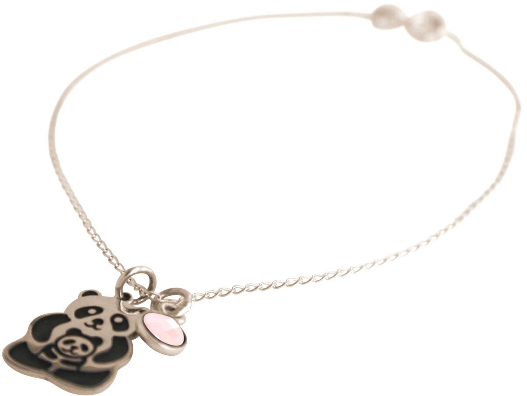 Bracciale Gemshine PANDA Mama and Baby Bear e quarzo rosa