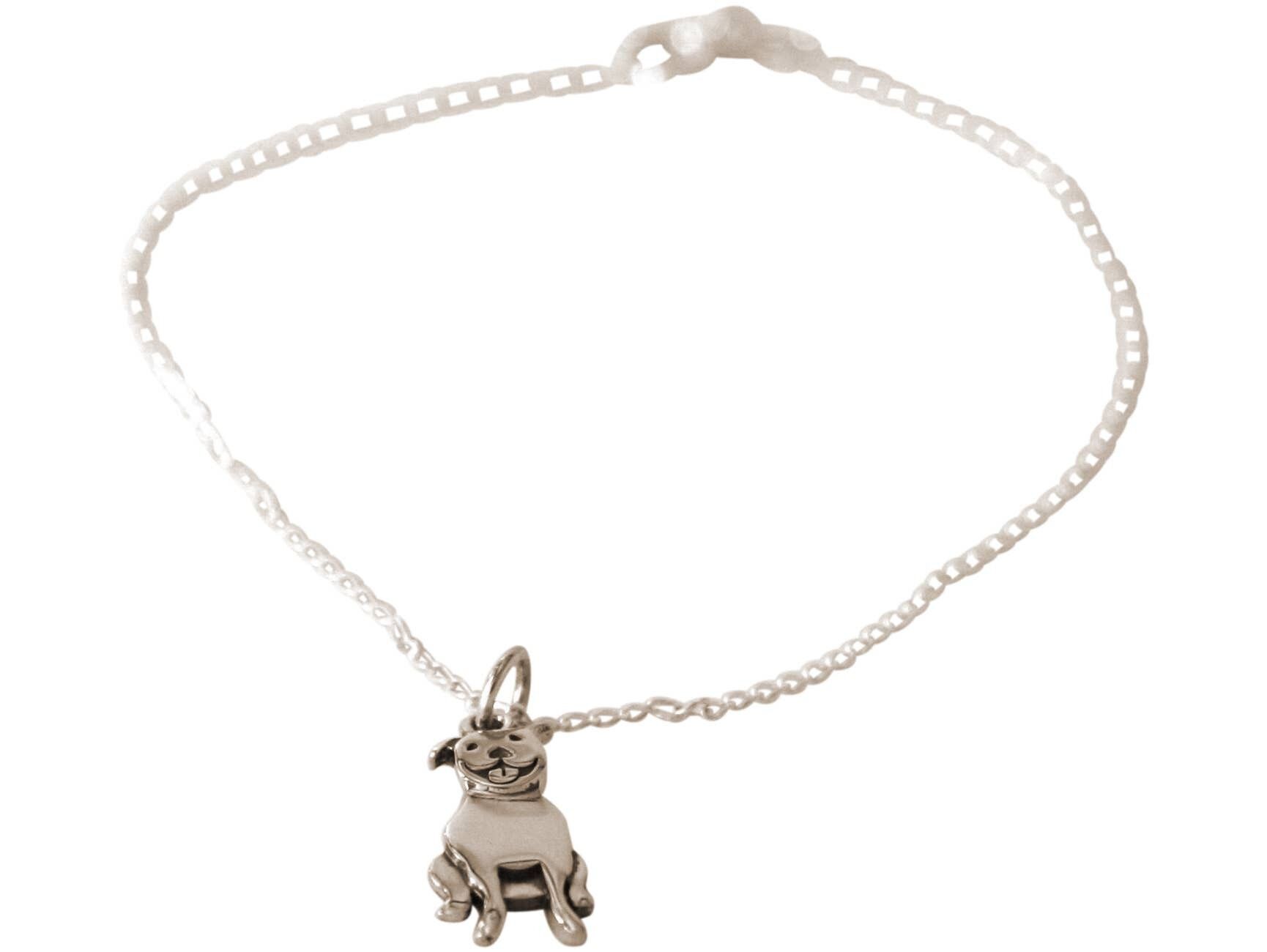 Bracciale Gemshine PITBULL ciondolo cane argento 925, placcato oro