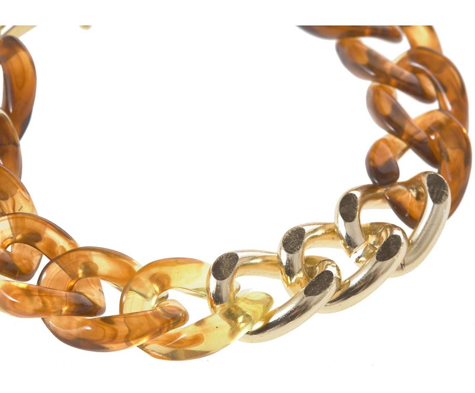 Brazalete Gemshine Concha de tortuga cadena barbada marrón en acetato