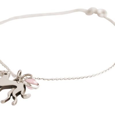 Pulsera de galgo Gemshine con colgante de cuarzo rosa de 925 sílabas