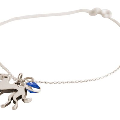 Gemshine bracelet greyhound with sapphire pendant 925 silver
