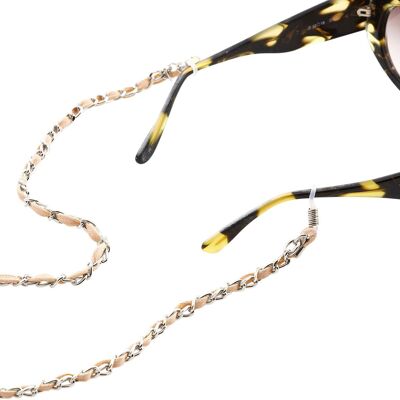 Gemshine Brillenkette: Sonnenbrille, Lesebrille in Beige