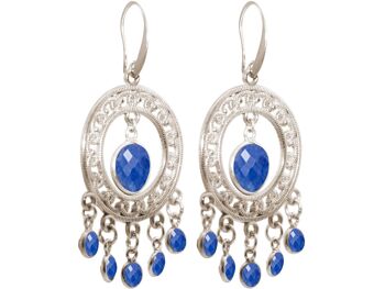 Boucles d'oreilles chandelier Gemshine avec saphirs bleus à facettes 1