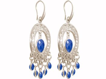 Boucles d'oreilles chandelier Gemshine avec saphirs bleus à facettes 2