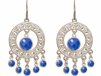 Boucles d'oreilles chandelier Gemshine avec saphirs bleus à facettes 3
