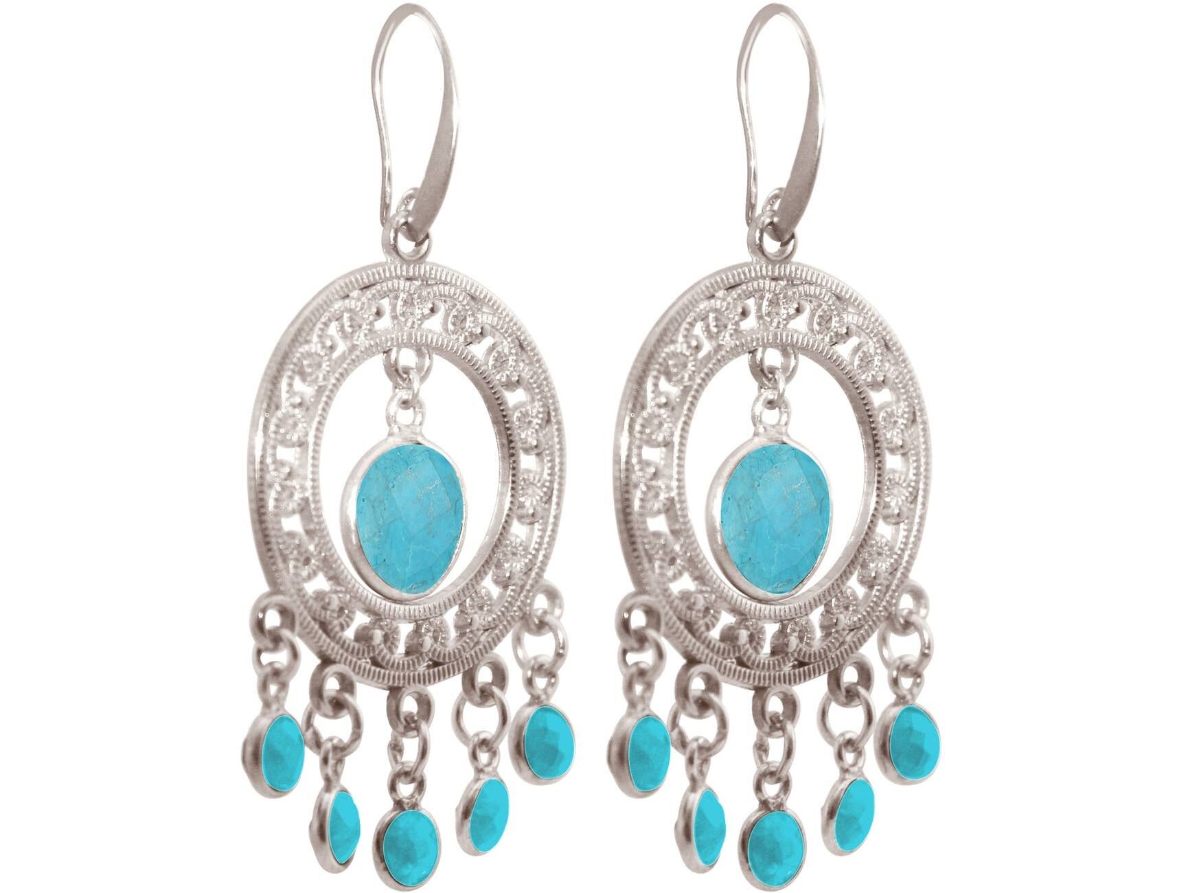 Orecchini Gemshine Chandelier con gemme turchesi