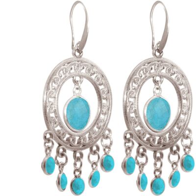 Gemshine Chandelier Earrings with Turquoise Gemstones