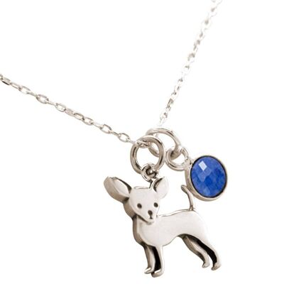 Gemshine Chihuahua Dog Pendant Blue Sapphire Gemstone