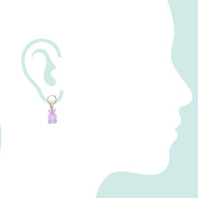 Gemshine hoop earrings with gummy bear pendant in 925