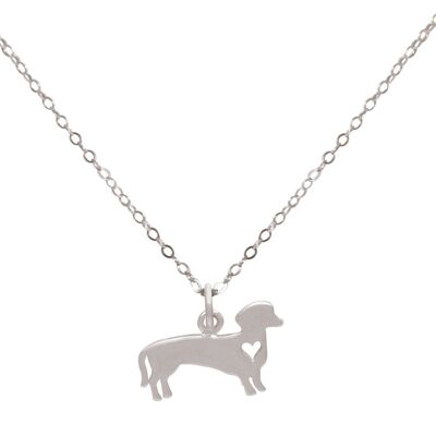 Gemshine dachshund pendant 925 silver high quality gold plated