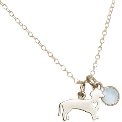 Gemshine dachshund pendant with sea green chalcedony